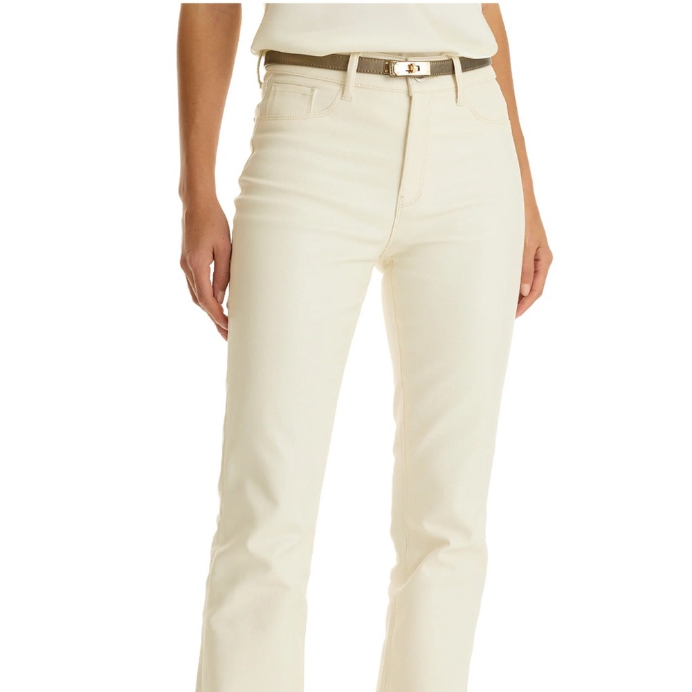Cream High-Rise Straight Coated Jeans - Picture 2 of 5